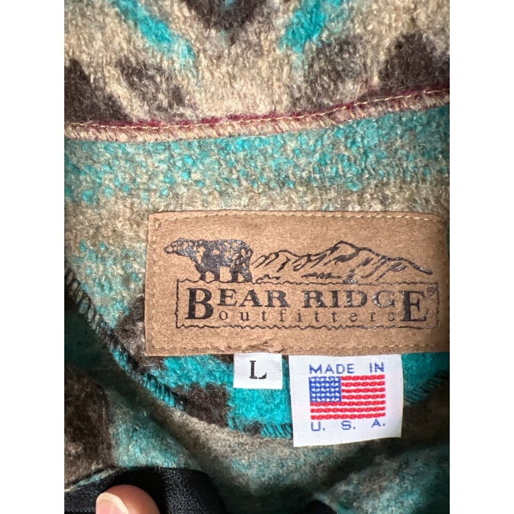 Bear Ridge Outfitters Mens L Blue Aztec Southwest Fleece Vest Made in USA - Picture 3 of 6